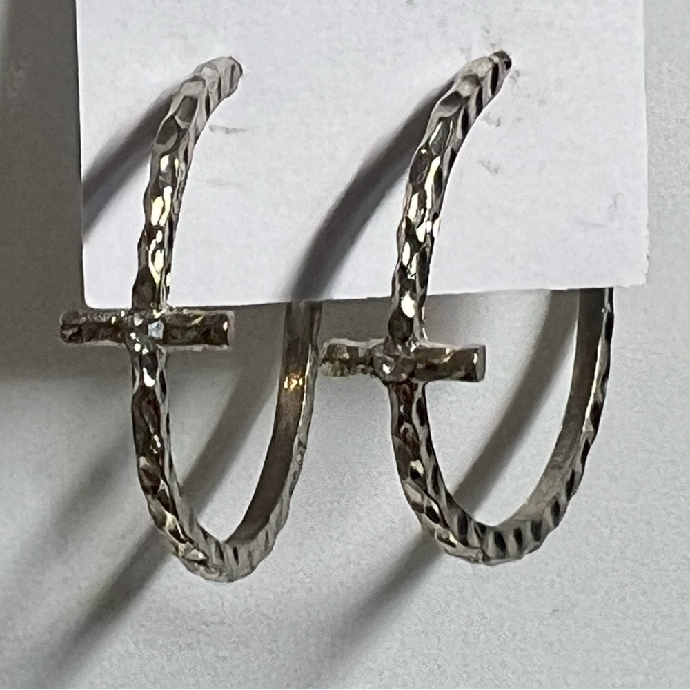 3/$20 cross hoop earrings